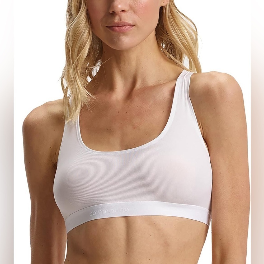 NWT commando Women's Pima Micro Rib Racerback Bralette White Size Small